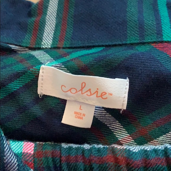 NWT Colsie Notch Collar Flannel Plaid Pajamas L - Picture 2 of 3